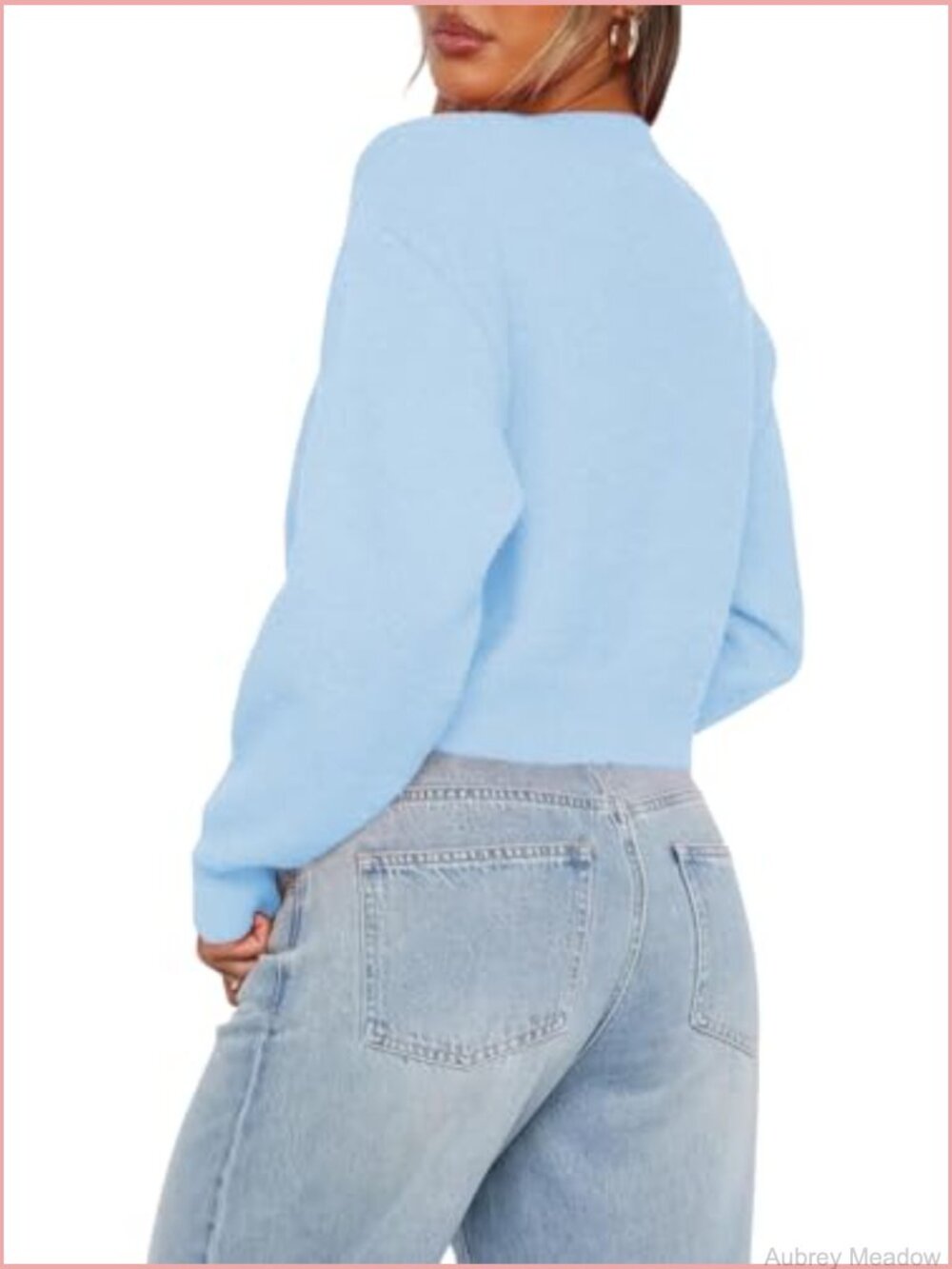Cropped Long Sleeve Button Down Knit Cardigan - Picture 3 of 7